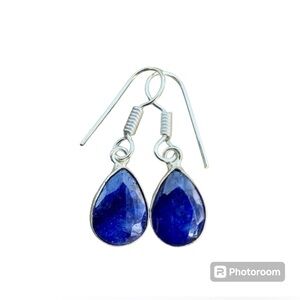 Blue Sapphire Sterling Silver Dangle Earrings